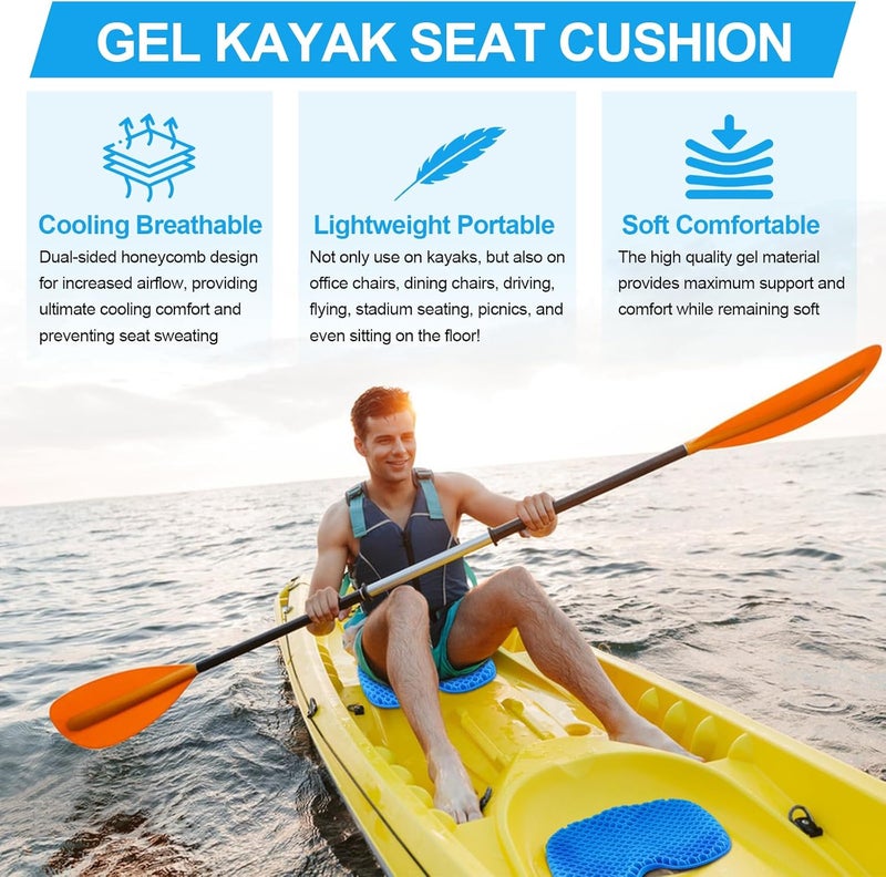 seeykey Anti-Slip Kayak Seat Cushion, Waterproof Thicken Gel Kayak Seat Pad with Non-Slip Cover, Canoe Seat Cushion Kayak Accessories Kayak Canoe Boat Equipment - Image 2